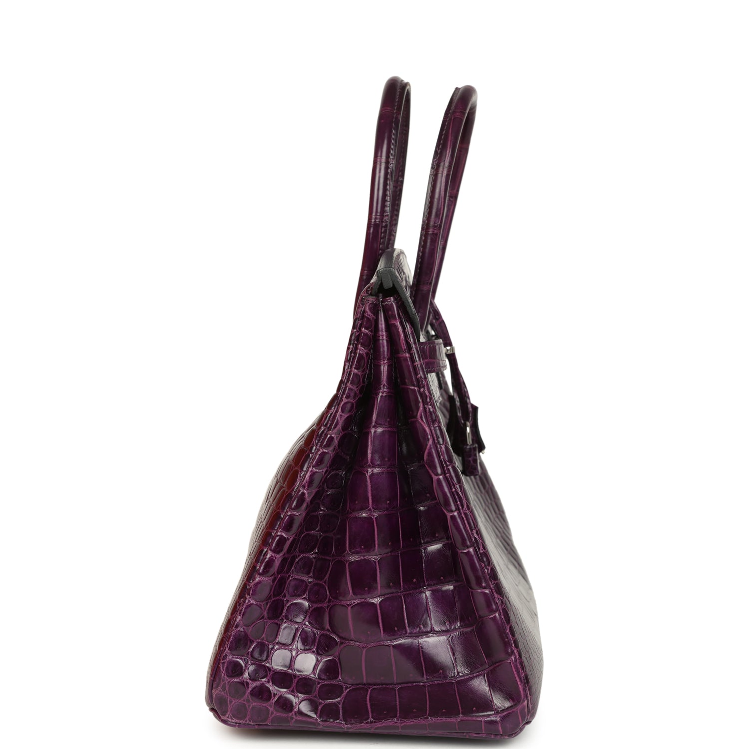 Hermes Birkin 35 Amethyst Shiny Porosus Crocodile Palladium Hardware