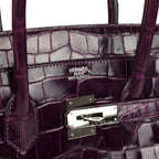 Hermes Birkin 35 Amethyst Shiny Porosus Crocodile Palladium Hardware