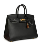 Hermes Birkin Sellier 25 Black Madame Gold Hardware