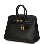 Hermes Birkin Sellier 25 Black Madame Gold Hardware