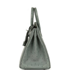 Hermes Birkin 25 Vert Amande Ostrich Palladium Hardware