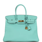 Hermes Birkin 35 Bleu Atoll Togo Gold Hardware