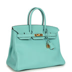 Hermes Birkin 35 Bleu Atoll Togo Gold Hardware
