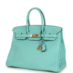 Hermes Birkin 35 Bleu Atoll Togo Gold Hardware