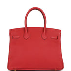 Hermes Birkin 30 Rouge Casaque Togo Gold Hardware