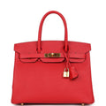 Hermes Birkin 30 Rouge Casaque Epsom Gold Hardware