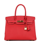 Hermes Birkin 30 Rouge Casaque Epsom Gold Hardware