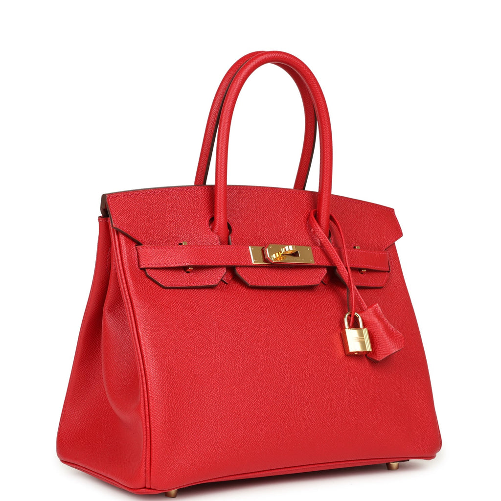 Hermes Birkin 30 Rouge Casaque Epsom Gold Hardware