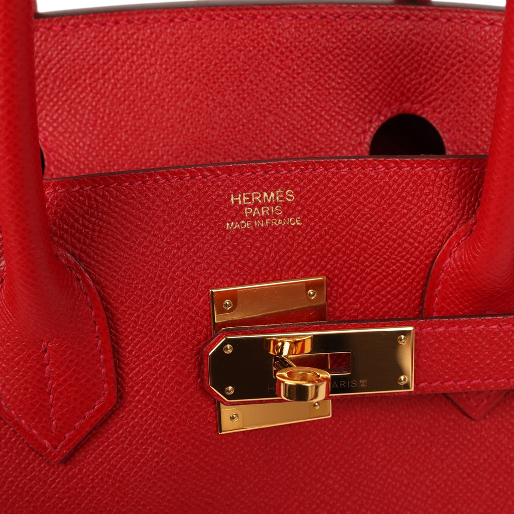 Hermes Birkin 30 Rouge Casaque Epsom Gold Hardware