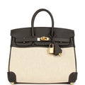 Hermes Birkin 25 Ecru and Beige Toile H Canvas and Bai-Brun Swift Gold Hardware