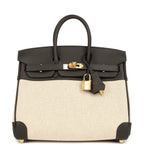Hermes Birkin 25 Ecru and Beige Toile H Canvas and Bai-Brun Swift Gold Hardware