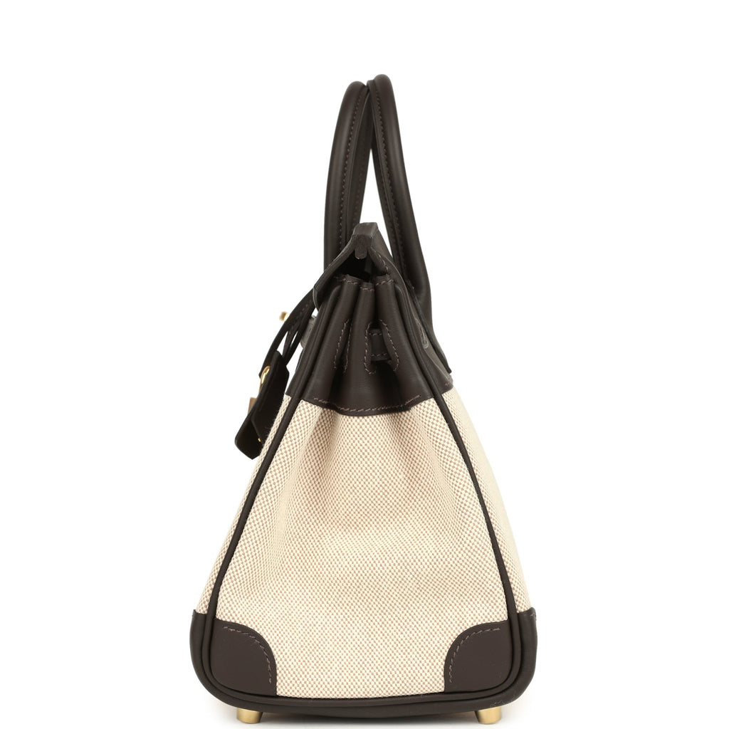 Hermes Birkin 25 Ecru and Beige Toile H Canvas and Bai-Brun Swift Gold Hardware