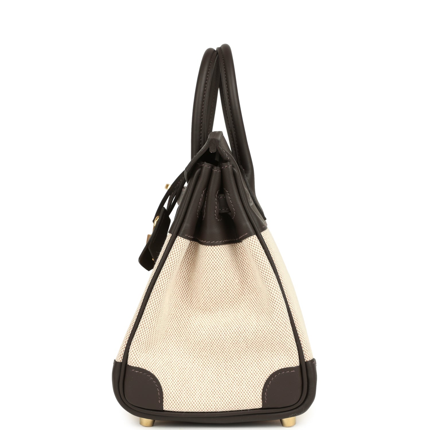 Hermes Birkin 25 Ecru and Beige Toile H Canvas and Bai-Brun Swift Gold Hardware