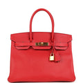 Hermes Birkin 30 Rouge Casaque Epsom Gold Hardware