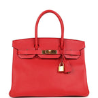 Hermes Birkin 30 Rouge Casaque Epsom Gold Hardware
