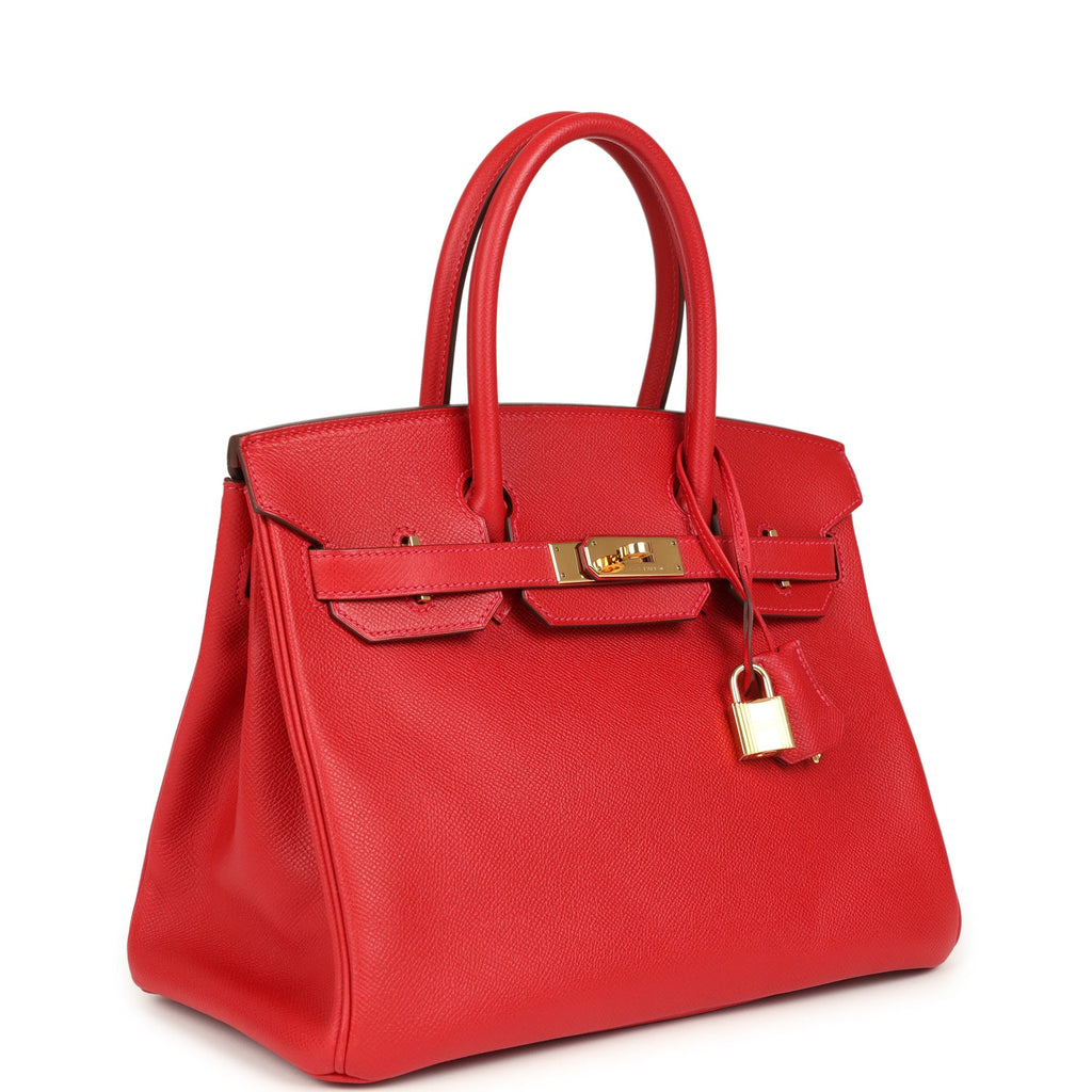 Hermes Birkin 30 Rouge Casaque Epsom Gold Hardware