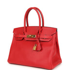 Hermes Birkin 30 Rouge Casaque Epsom Gold Hardware