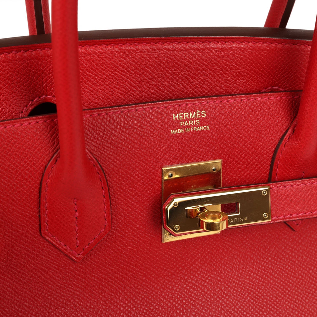 Hermes Birkin 30 Rouge Casaque Epsom Gold Hardware