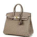Hermes Birkin 25 Gris Tourterelle Ostrich Gold Hardware