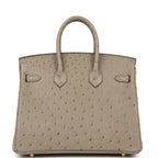 Hermes Birkin 25 Gris Tourterelle Ostrich Gold Hardware