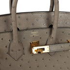 Hermes Birkin 25 Gris Tourterelle Ostrich Gold Hardware