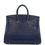 Hermes Birkin 25 Bleu Saphir Matte Alligator Palladium Hardware