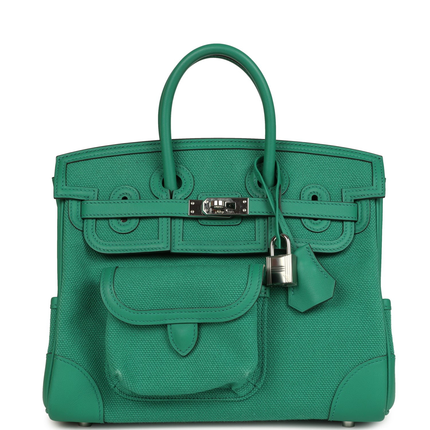 Hermes Birkin 25 Cargo Vert Vertigo Toile H and Swift Palladium Hardware