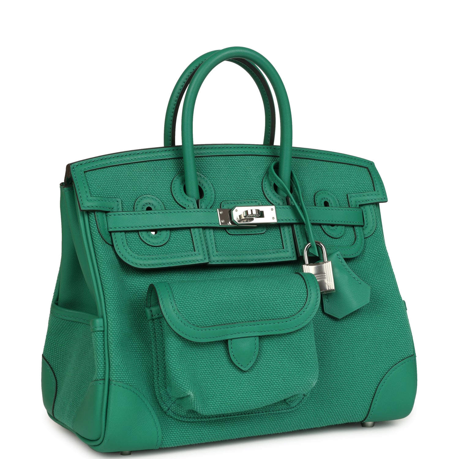 Hermes Birkin 25 Cargo Vert Vertigo Toile H and Swift Palladium Hardware
