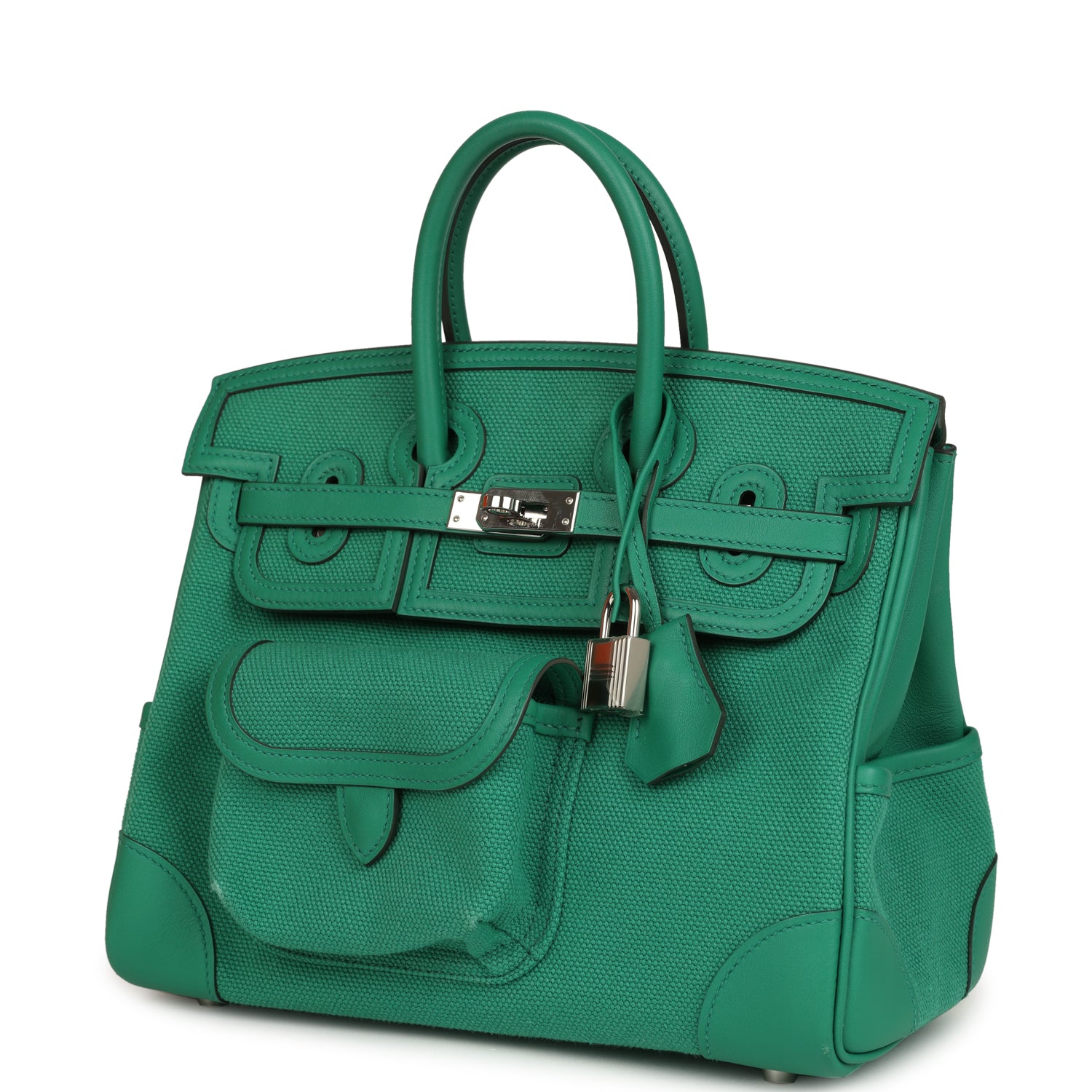 Hermes Birkin 25 Cargo Vert Vertigo Toile H and Swift Palladium Hardware