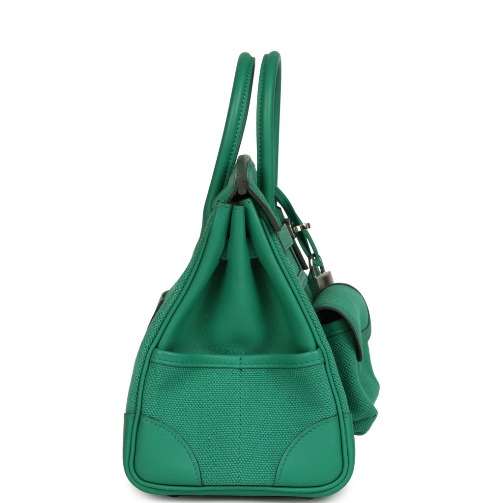 Hermes Birkin 25 Cargo Vert Vertigo Toile H and Swift Palladium Hardware