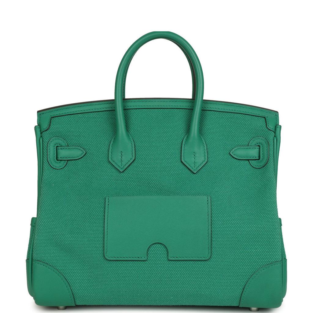 Hermes Birkin 25 Cargo Vert Vertigo Toile H and Swift Palladium Hardware