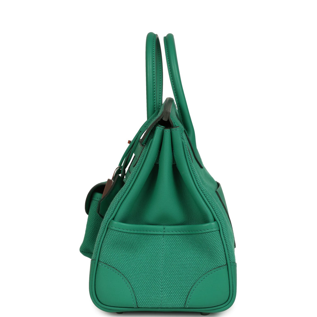 Hermes Birkin 25 Cargo Vert Vertigo Toile H and Swift Palladium Hardware
