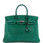Hermes Birkin 35 Malachite Matte Niloticus Crocodile Palladium Hardware