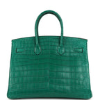 Hermes Birkin 35 Malachite Matte Niloticus Crocodile Palladium Hardware