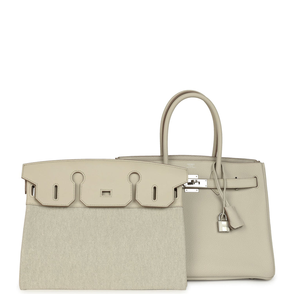 Hermes 3 en 1 Birkin 30 Beton Togo and Swift Palladium Hardware
