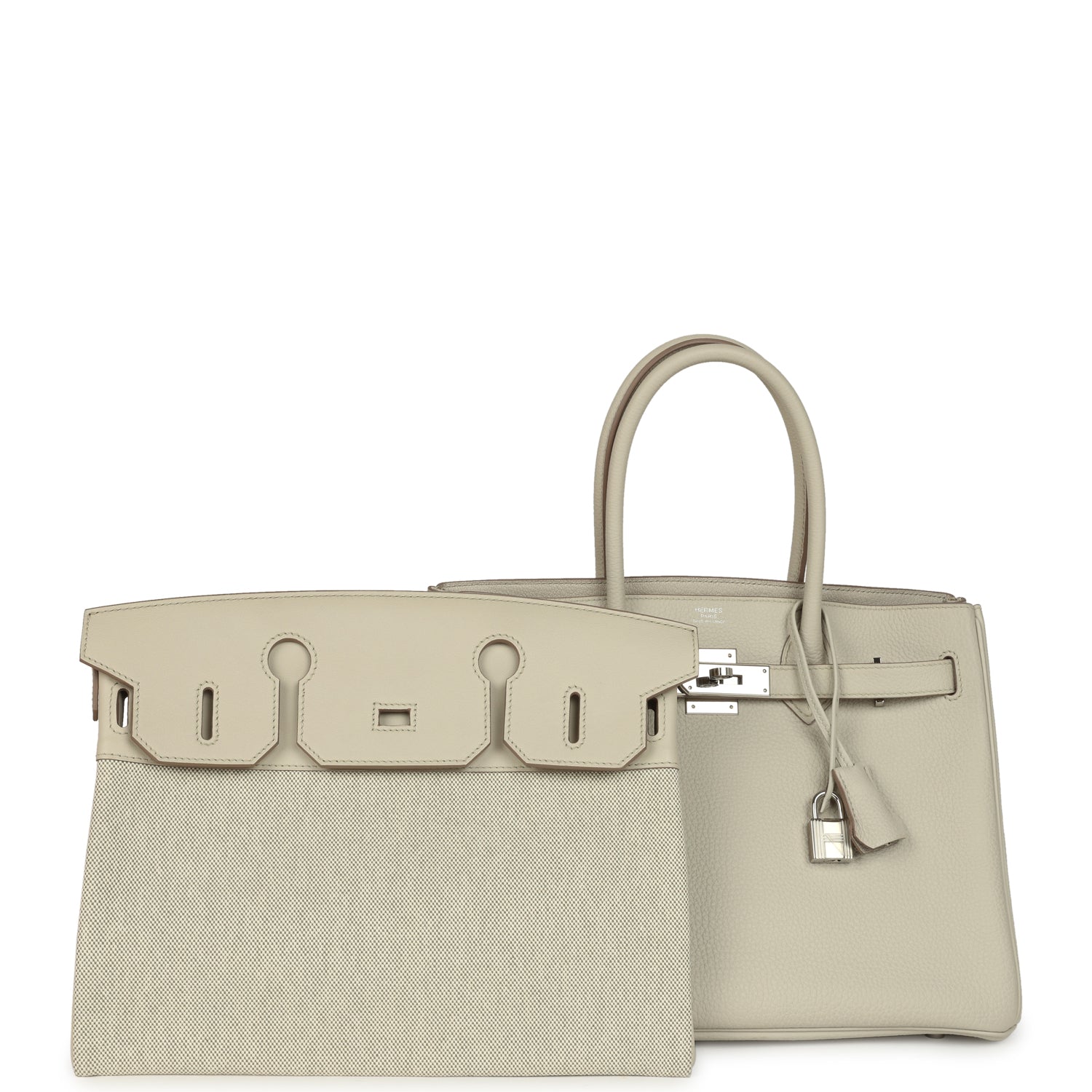 Hermes 3 en 1 Birkin 30 Beton Togo and Swift Palladium Hardware