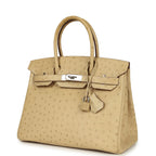 Hermes Birkin 30 Parchemin Ostrich Palladium Hardware