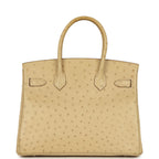 Hermes Birkin 30 Parchemin Ostrich Palladium Hardware