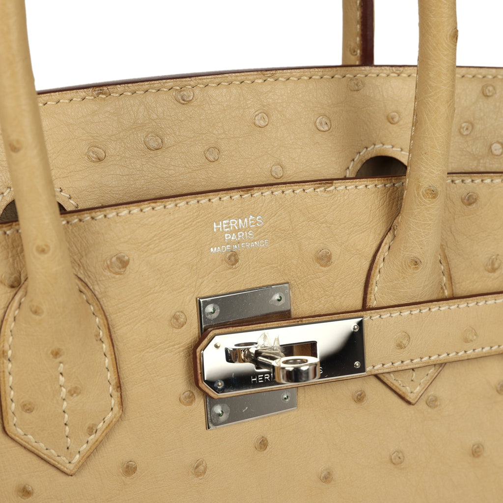 Hermes Birkin 30 Parchemin Ostrich Palladium Hardware