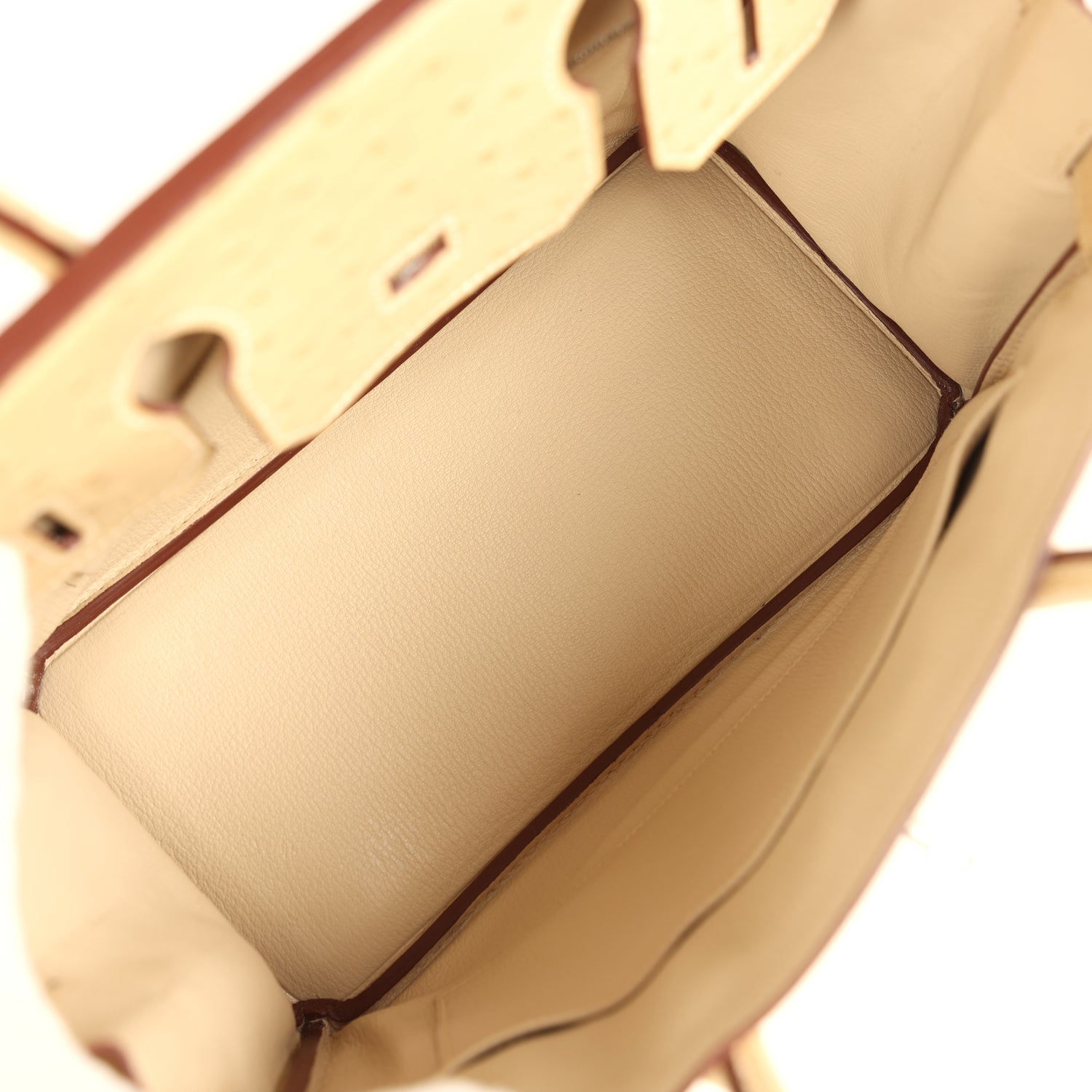 Hermes Birkin 30 Parchemin Ostrich Palladium Hardware