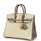 Hermes Special Order (HSS) Birkin 25 Craie and Gris Asphalt Epsom Brushed Palladium Hardware
