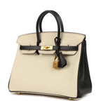 Hermes Special Order (HSS) Birkin 25 Craie and Black Epsom Brushed Gold Hardware