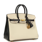Hermes Special Order (HSS) Birkin 25 Craie and Black Epsom Brushed Gold Hardware