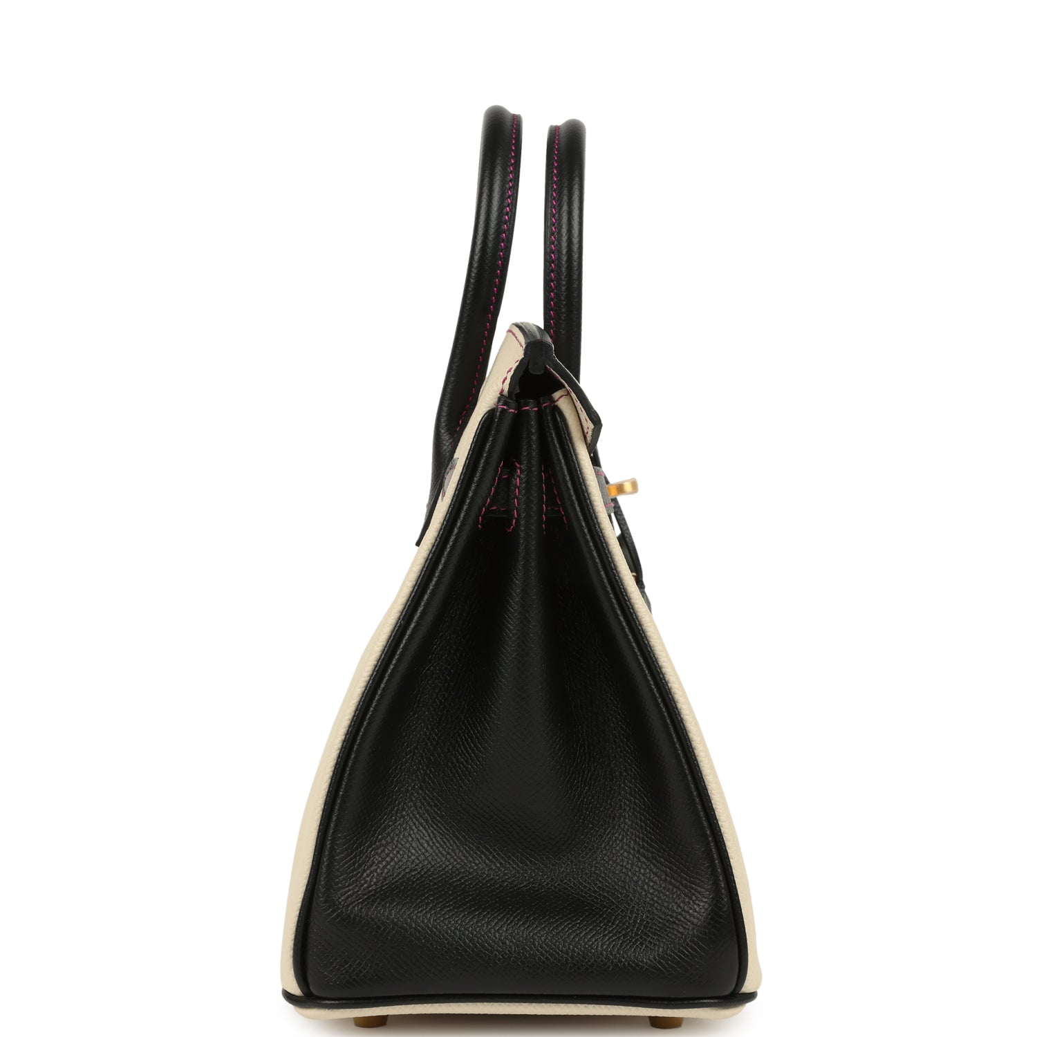 Hermes Special Order (HSS) Birkin 25 Craie and Black Epsom Brushed Gold Hardware