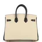 Hermes Special Order (HSS) Birkin 25 Craie and Black Epsom Brushed Gold Hardware