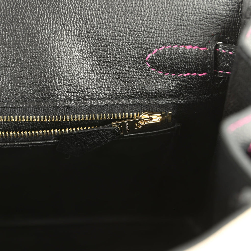 Hermes Special Order (HSS) Birkin 25 Craie and Black Epsom Brushed Gold Hardware