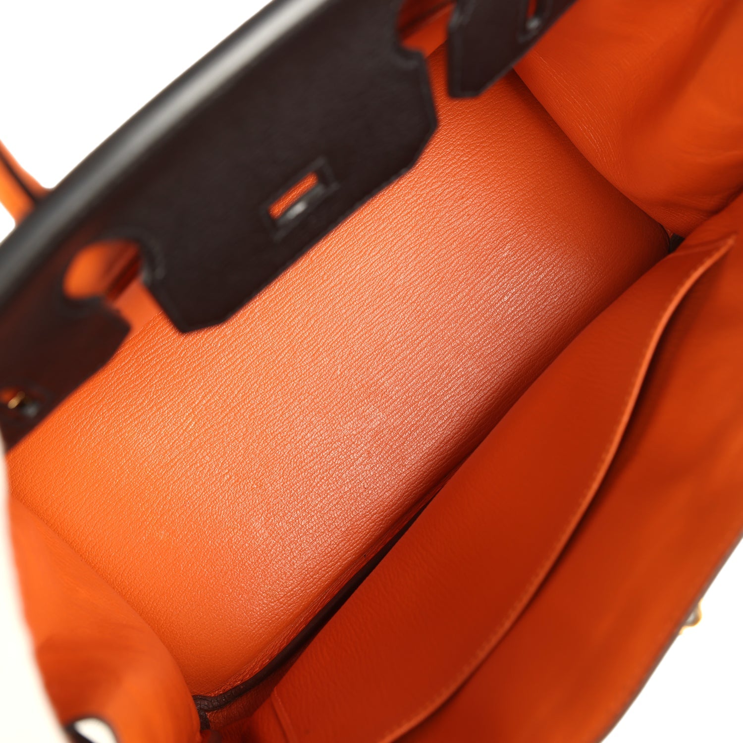 Hermes Special Order (HSS) Birkin 30 Black and Orange Chevre Brushed Gold Hardware