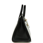 Hermes Special Order (HSS) Birkin 25 Bi-Color White and Black Clemence Brushed Gold Hardware