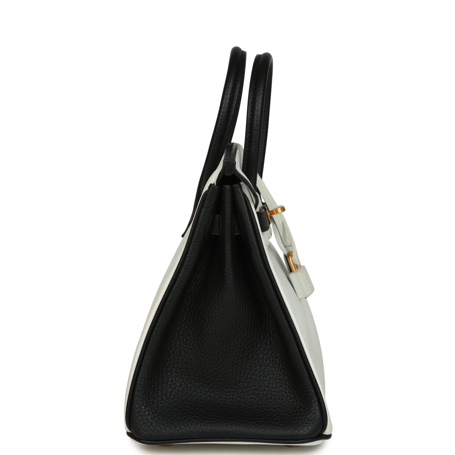 Hermes Special Order (HSS) Birkin 25 Bi-Color White and Black Clemence Brushed Gold Hardware