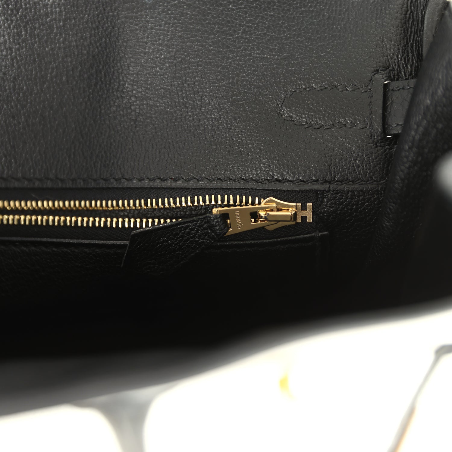 Hermes Special Order (HSS) Birkin 25 Bi-Color White and Black Clemence Brushed Gold Hardware
